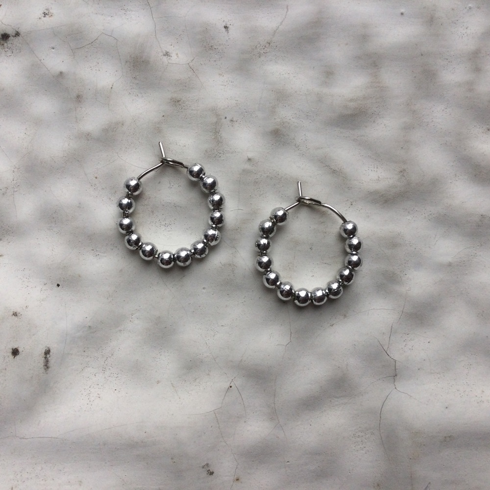 Small Silver Ball Hoops